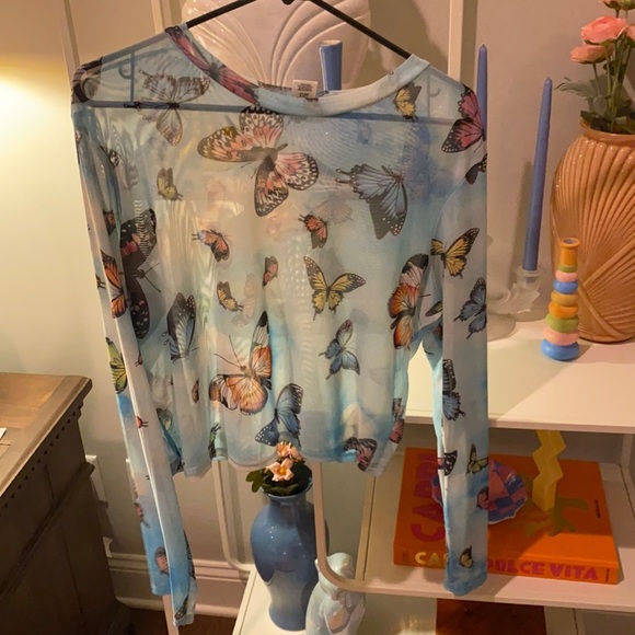 Fashion Nova Tops - Fashionnova butterfly mesh top- worn once